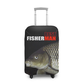 Чехол для чемодана 3D с принтом Лучший рыбак , 86% полиэфир, 14% спандекс | двустороннее нанесение принта, прорези для ручек и колес | background | best fisherman | black | fish | fishing | лещ | лучший рыбак | рыба | рыбалка | фон | черный