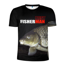 Мужская футболка 3D спортивная с принтом Лучший рыбак , 100% полиэстер с улучшенными характеристиками | приталенный силуэт, круглая горловина, широкие плечи, сужается к линии бедра | background | best fisherman | black | fish | fishing | лещ | лучший рыбак | рыба | рыбалка | фон | черный