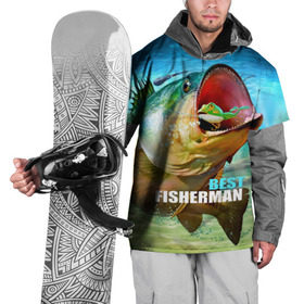 Накидка на куртку 3D с принтом Лучший рыбак , 100% полиэстер |  | Тематика изображения на принте: крючок | лягушка | наживка | рыба