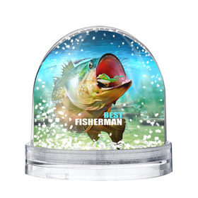 Снежный шар с принтом Лучший рыбак , Пластик | Изображение внутри шара печатается на глянцевой фотобумаге с двух сторон | крючок | лягушка | наживка | рыба