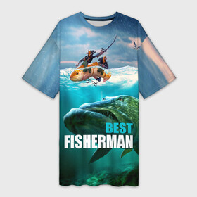 Платье-футболка 3D с принтом Лучший рыбак ,  |  | best fisherman | danger | deep | fish | fishermen | fishing | predator | river | sea | sky | water | вода | глубина | лучший | море | небо | опасность | река | рыба | рыбак | рыбаки | рыбалка | хищник