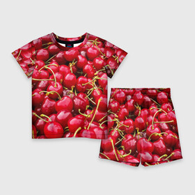 Детский костюм с шортами 3D с принтом Черешня ,  |  | вишня | десерт | лето | сладкое | черешня | ягода
