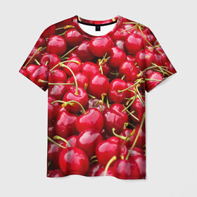 Мужская футболка 3D с принтом Черешня , 100% полиэфир | прямой крой, круглый вырез горловины, длина до линии бедер | вишня | десерт | лето | сладкое | черешня | ягода