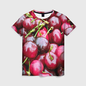 Женская футболка 3D с принтом Черешня , 100% полиэфир ( синтетическое хлопкоподобное полотно) | прямой крой, круглый вырез горловины, длина до линии бедер | вишня | десерт | лето | сладкое | черешня | ягода