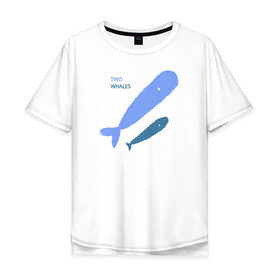 Мужская футболка хлопок Oversize с принтом Киты , 100% хлопок | свободный крой, круглый ворот, “спинка” длиннее передней части | абстракция | арт | киты | минимализм | море | океан | рыбы