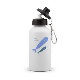 Бутылка спортивная с принтом Киты , металл | емкость — 500 мл, в комплекте две пластиковые крышки и карабин для крепления | абстракция | арт | киты | минимализм | море | океан | рыбы