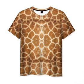 Мужская футболка 3D с принтом Шкура Жирафа , 100% полиэфир | прямой крой, круглый вырез горловины, длина до линии бедер | textures | животное | жираф | текстура