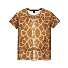 Женская футболка 3D с принтом Шкура Жирафа , 100% полиэфир ( синтетическое хлопкоподобное полотно) | прямой крой, круглый вырез горловины, длина до линии бедер | textures | животное | жираф | текстура