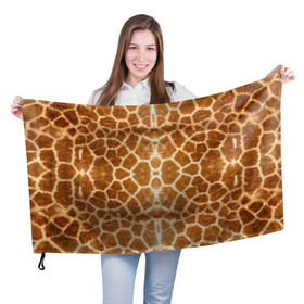 Флаг 3D с принтом Шкура Жирафа , 100% полиэстер | плотность ткани — 95 г/м2, размер — 67 х 109 см. Принт наносится с одной стороны | textures | животное | жираф | текстура