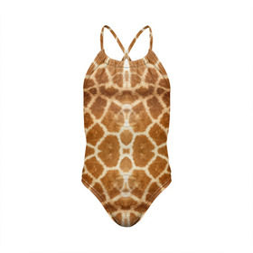 Детский купальник 3D с принтом Шкура Жирафа , Полиэстер 85%, Спандекс 15% | Слитный крой, подклад по переду изделия, узкие бретели | Тематика изображения на принте: textures | животное | жираф | текстура