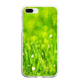 Чехол для iPhone 7Plus/8 Plus матовый с принтом Роса на траве , Силикон | Область печати: задняя сторона чехла, без боковых панелей | Тематика изображения на принте: зелёный | зелень | луг | роса | яркий