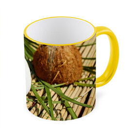 Кружка 3D с принтом Кокос , керамика | ёмкость 330 мл | Тематика изображения на принте: бамбук | белый | еда | зеленый | кокос | лето | листья | орех | природа | продукты