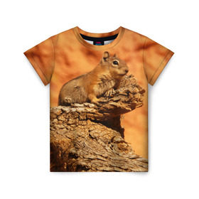 Детская футболка 3D с принтом Суслик , 100% гипоаллергенный полиэфир | прямой крой, круглый вырез горловины, длина до линии бедер, чуть спущенное плечо, ткань немного тянется | голова животного | грызун | песок | природа | пустыня | степь | суслик