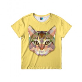 Детская футболка 3D с принтом Triangle cat , 100% гипоаллергенный полиэфир | прямой крой, круглый вырез горловины, длина до линии бедер, чуть спущенное плечо, ткань немного тянется | abstract | cat | triangle cat | кот