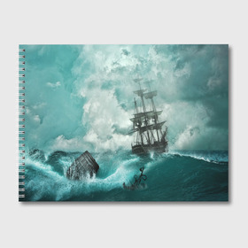 Альбом для рисования с принтом Море , 100% бумага
 | матовая бумага, плотность 200 мг. | бочка | вода | волны | корабль | море | небо | новые | облака | океан | природа | шторм | якорь