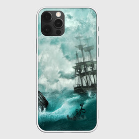 Чехол для iPhone 12 Pro Max с принтом Море , Силикон |  | бочка | вода | волны | корабль | море | небо | новые | облака | океан | природа | шторм | якорь