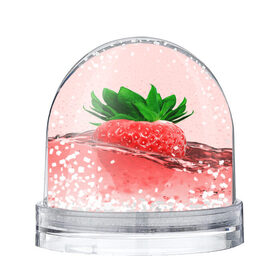 Снежный шар с принтом Клубника , Пластик | Изображение внутри шара печатается на глянцевой фотобумаге с двух сторон | вода | еда | зеленый | капли | клубника | красный | лето | напиток | ягода