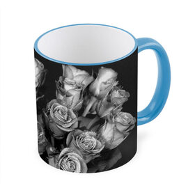 Кружка 3D с принтом Черно-белые розы , керамика | ёмкость 330 мл | Тематика изображения на принте: букет | цветы