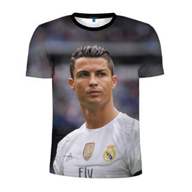 Мужская футболка 3D спортивная с принтом Cristiano Ronaldo , 100% полиэстер с улучшенными характеристиками | приталенный силуэт, круглая горловина, широкие плечи, сужается к линии бедра | Тематика изображения на принте: криштиану роналду | реал мадрид