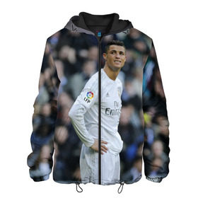 Мужская куртка 3D с принтом Cristiano Ronaldo , ткань верха — 100% полиэстер, подклад — флис | прямой крой, подол и капюшон оформлены резинкой с фиксаторами, два кармана без застежек по бокам, один большой потайной карман на груди. Карман на груди застегивается на липучку | Тематика изображения на принте: криштиану роналду | реал мадрид