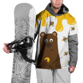 Накидка на куртку 3D с принтом Медведь в мёде , 100% полиэстер |  | мёд | медведь | миша | пчелы