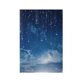 Обложка для паспорта матовая кожа с принтом Ночное небо и звёзда , натуральная матовая кожа | размер 19,3 х 13,7 см; прозрачные пластиковые крепления | звёзды | небо | ночной | облака | синий