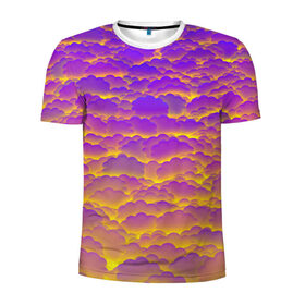 Мужская футболка 3D спортивная с принтом Фиолетовые облака , 100% полиэстер с улучшенными характеристиками | приталенный силуэт, круглая горловина, широкие плечи, сужается к линии бедра | Тематика изображения на принте: закат | небо | облака | солнце | тучи