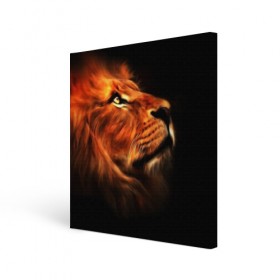 Холст квадратный с принтом Lion , 100% ПВХ |  | Тематика изображения на принте: lion | голова животного | кот | кошка | лев