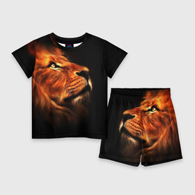 Детский костюм с шортами 3D с принтом Lion ,  |  | lion | голова животного | кот | кошка | лев