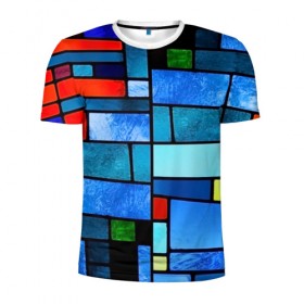 Мужская футболка 3D спортивная с принтом Мозаичная абстракция , 100% полиэстер с улучшенными характеристиками | приталенный силуэт, круглая горловина, широкие плечи, сужается к линии бедра | Тематика изображения на принте: линии | орнамент | прикольные картинки | узор | цвет
