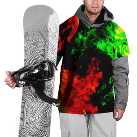Накидка на куртку 3D с принтом Огненная битва , 100% полиэстер |  | Тематика изображения на принте: дым | зеленый | красный | огонь