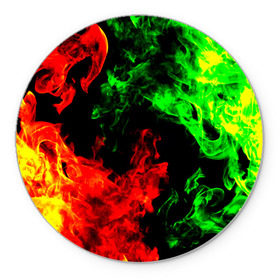 Коврик круглый с принтом Огненная битва , резина и полиэстер | круглая форма, изображение наносится на всю лицевую часть | дым | зеленый | красный | огонь