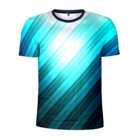 Мужская футболка 3D спортивная с принтом В полоску , 100% полиэстер с улучшенными характеристиками | приталенный силуэт, круглая горловина, широкие плечи, сужается к линии бедра | линии | полосы | синий