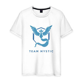 Мужская футболка хлопок с принтом Team mystic , 100% хлопок | прямой крой, круглый вырез горловины, длина до линии бедер, слегка спущенное плечо. | 