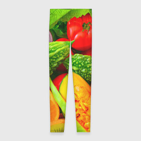 Леггинсы 3D с принтом Овощи , 80% полиэстер, 20% эластан | Эластичный пояс, зауженные к низу, низкая посадка | апельсин | диета | киви | лук | овощ | огурец | помидор
