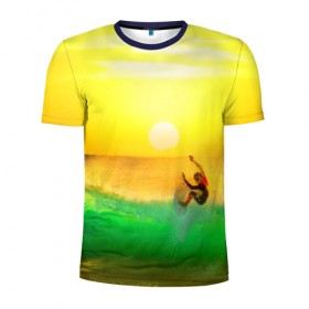 Мужская футболка 3D спортивная с принтом Серфинг , 100% полиэстер с улучшенными характеристиками | приталенный силуэт, круглая горловина, широкие плечи, сужается к линии бедра | 