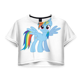 Женская футболка 3D укороченная с принтом My little pony 2 , 100% полиэстер | круглая горловина, длина футболки до линии талии, рукава с отворотами | пони