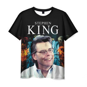 Мужская футболка 3D с принтом Стивен Кинг - Король ужасов , 100% полиэфир | прямой крой, круглый вырез горловины, длина до линии бедер | король ужасов | писатель | триллер | ужасы