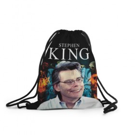 Рюкзак-мешок 3D с принтом Стивен Кинг - Король ужасов , 100% полиэстер | плотность ткани — 200 г/м2, размер — 35 х 45 см; лямки — толстые шнурки, застежка на шнуровке, без карманов и подкладки | король ужасов | писатель | триллер | ужасы