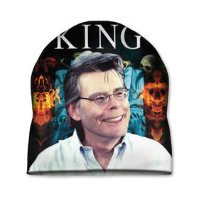 Шапка 3D с принтом Стивен Кинг - Король ужасов , 100% полиэстер | универсальный размер, печать по всей поверхности изделия | Тематика изображения на принте: король ужасов | писатель | триллер | ужасы