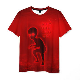 Мужская футболка 3D с принтом They belive in you , 100% полиэфир | прямой крой, круглый вырез горловины, длина до линии бедер | инопланетяне | инопланетянин | красный | марс | марсианин | нло