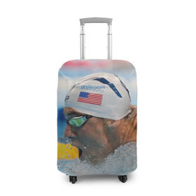 Чехол для чемодана 3D с принтом Майкл Фелпс , 86% полиэфир, 14% спандекс | двустороннее нанесение принта, прорези для ручек и колес | swimming | бассейн | олимпиада | плавание | пловец | рио | фелпс