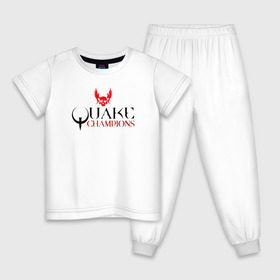 Детская пижама хлопок с принтом Quake is back! , 100% хлопок |  брюки и футболка прямого кроя, без карманов, на брюках мягкая резинка на поясе и по низу штанин
 | q1 | q2 | q3 | quake | квейк | крылья | олд | череп