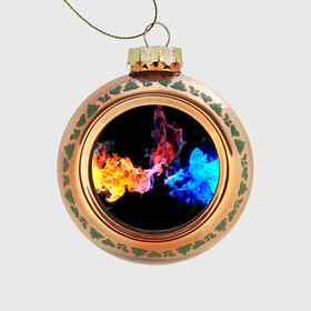 Стеклянный ёлочный шар с принтом Битва огней , Стекло | Диаметр: 80 мм | красный | огонь | синий