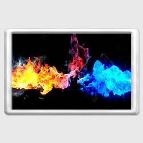 Магнит 45*70 с принтом Битва огней , Пластик | Размер: 78*52 мм; Размер печати: 70*45 | красный | огонь | синий