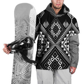 Накидка на куртку 3D с принтом Индейские мотивы , 100% полиэстер |  | вышивка | орнамент | свитер | черно белый