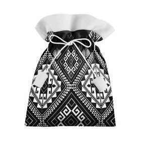 Подарочный 3D мешок с принтом Индейские мотивы , 100% полиэстер | Размер: 29*39 см | Тематика изображения на принте: вышивка | орнамент | свитер | черно белый