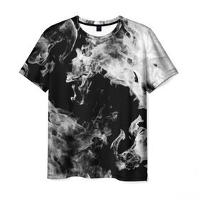 Мужская футболка 3D с принтом Дым , 100% полиэфир | прямой крой, круглый вырез горловины, длина до линии бедер | Тематика изображения на принте: огонь | черно белый
