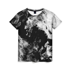 Женская футболка 3D с принтом Дым , 100% полиэфир ( синтетическое хлопкоподобное полотно) | прямой крой, круглый вырез горловины, длина до линии бедер | огонь | черно белый
