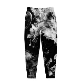 Мужские брюки 3D с принтом Дым , 100% полиэстер | манжеты по низу, эластичный пояс регулируется шнурком, по бокам два кармана без застежек, внутренняя часть кармана из мелкой сетки | огонь | черно белый